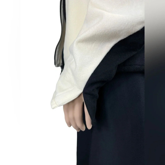 AKRIS PUNTO WOMENS MOCK NECK FULL ZIP BLAZER JACKET CREAM BLACK SIZE US 8 WOOL - Picture 4 of 13